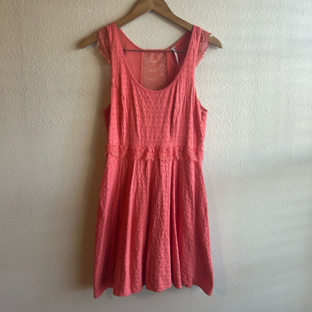 Free People Coral Lace Midi Dress